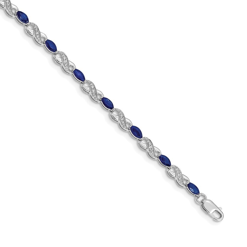 14k White Gold Diamond & Sapphire Infinity Bracelet